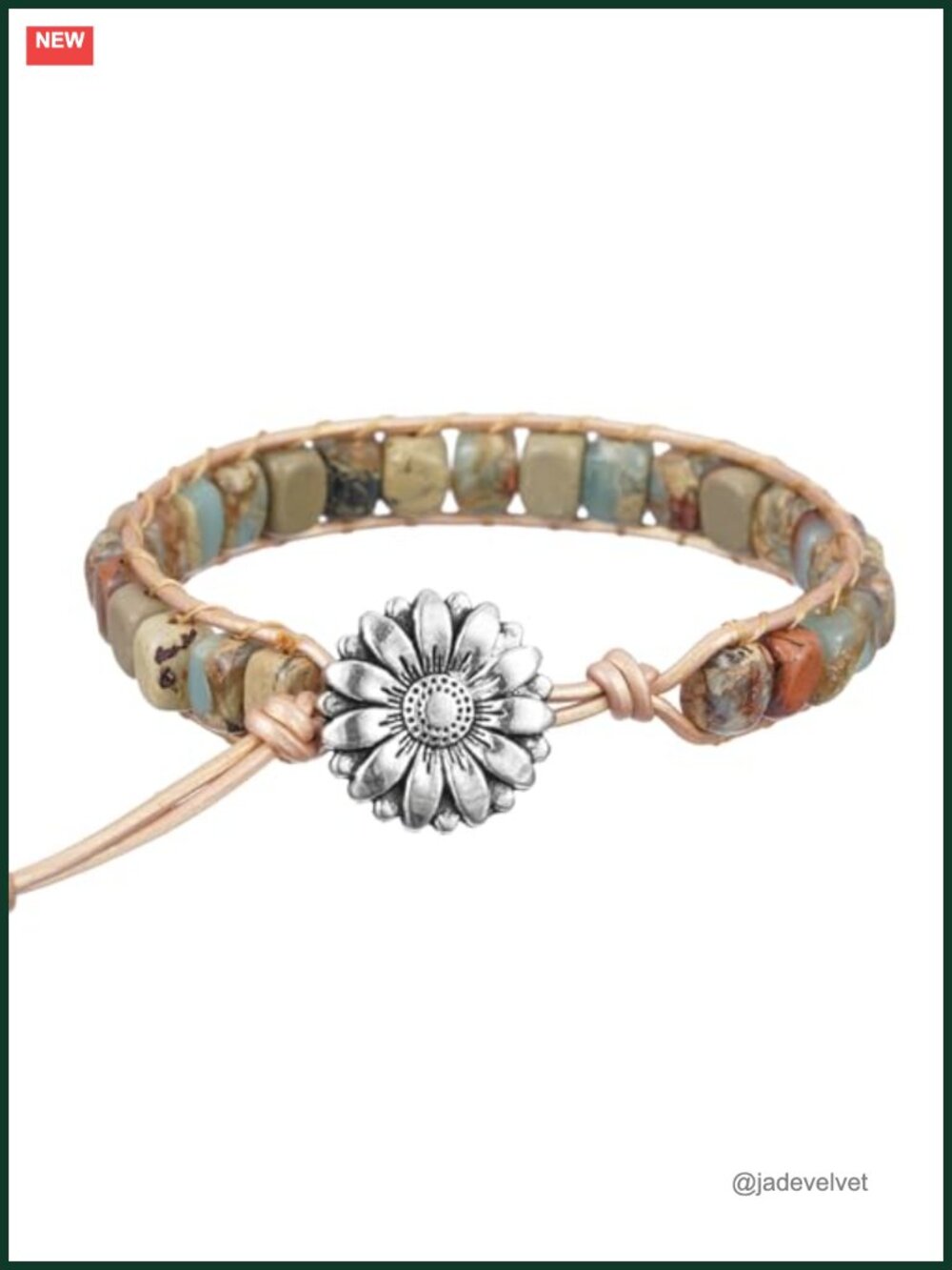 Plumiss Women's Boho Handmade Natural Stone Crystal Leather Bead Wrap Bracelet